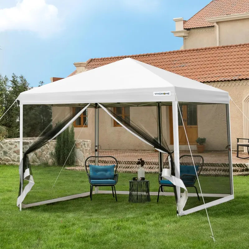 10'¡Á10¡ä Easy-Setup Canopy Tent ¨C Enclosed Mosquito Net Screen Tent with Dual Zipper Doors & Rolling Storage Bag for Outdoor Events