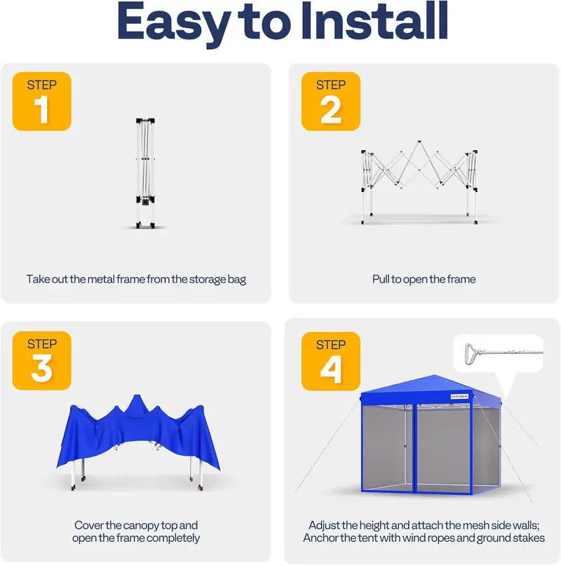 10'¡Á10¡ä Easy-Setup Canopy Tent ¨C Enclosed Mosquito Net Screen Tent with Dual Zipper Doors & Rolling Storage Bag for Outdoor Events