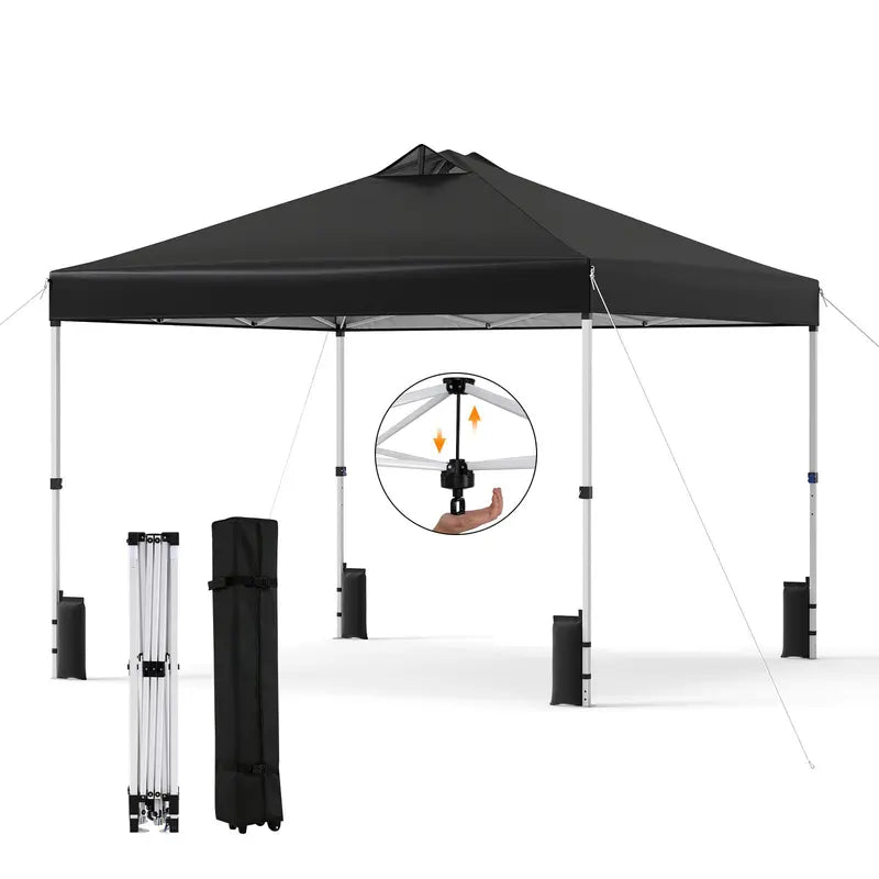 10¡Á10-Foot Pop-Up Canopy Tent with One-Touch Setup. Sandbags & Convenient Roller Bag