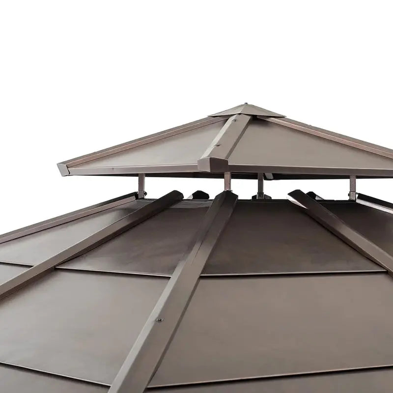 10×10 ft Cedar Gazebo with Steel Two-Tier Hip Roof ¨C Hardtop Outdoor Pavilion