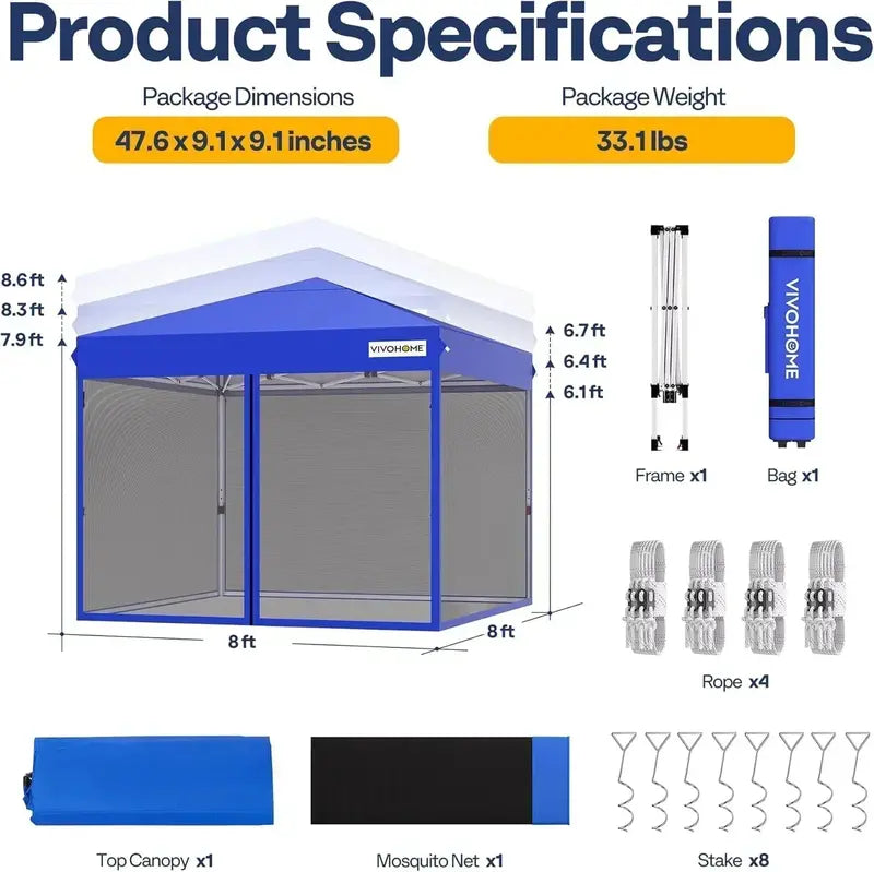 10¡Á10 ft Pop-Up Canopy Screen Tent ¨C Mosquito-Proof Outdoor Shelter with Dual Zipper Doors & Carry Bag