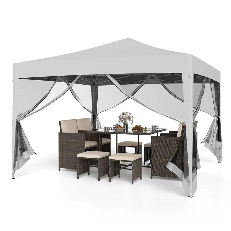 10¡Á10 FT Pop-Up Canopy Tent ¨C Instant Setup Outdoor Shelter with Mesh Panels. Carry Bag & Adjustable Height