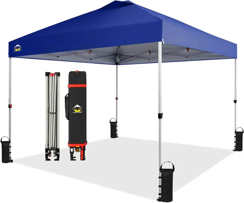 10¡Á10 One-Click Pop-Up Awning ¨C Silver-Coated Sunshade Canopy for Beach. Picnic & Outdoor Events