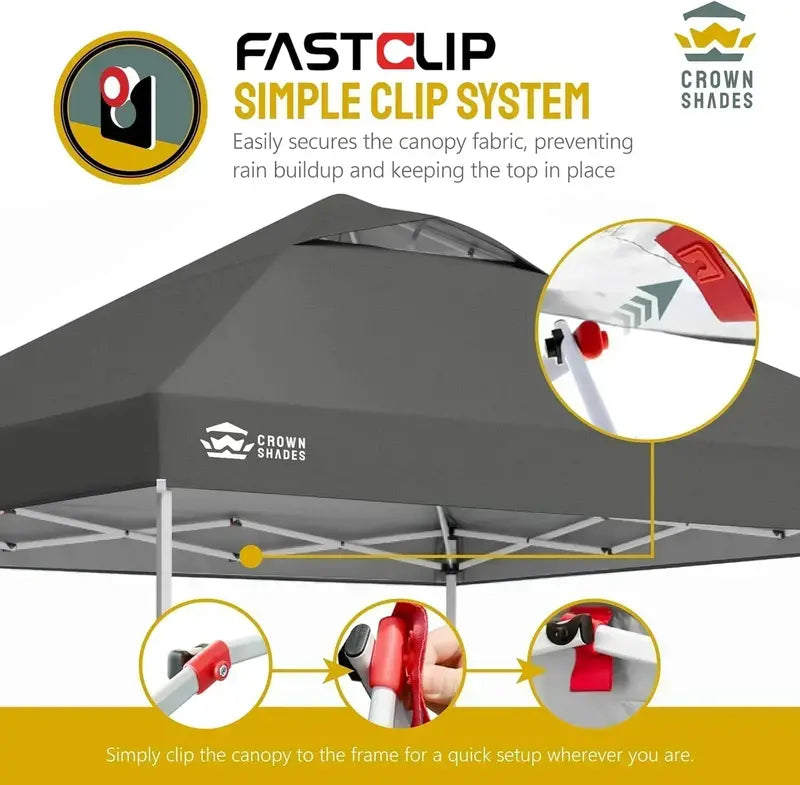 10¡Á10 One-Click Pop-Up Awning ¨C Silver-Coated Sunshade Canopy for Beach. Picnic & Outdoor Events