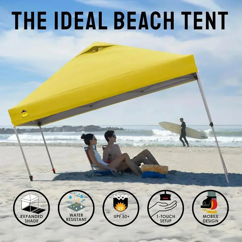 10¡Á10 One-Click Pop-Up Awning ¨C Silver-Coated Sunshade Canopy for Beach. Picnic & Outdoor Events