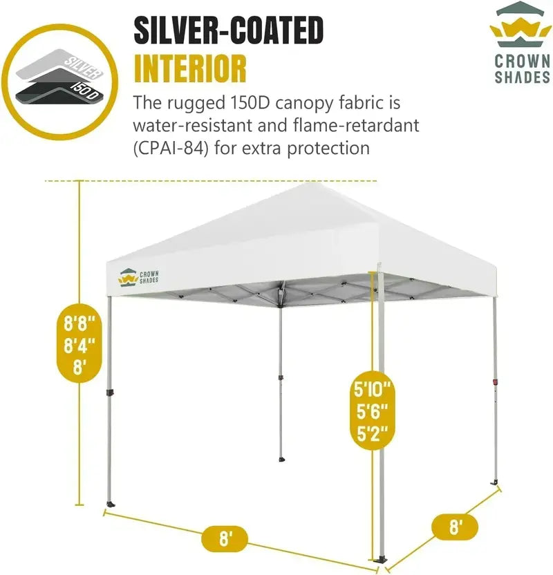 10¡Á10 One-Click Pop-Up Awning ¨C Silver-Coated Sunshade Canopy for Beach. Picnic & Outdoor Events