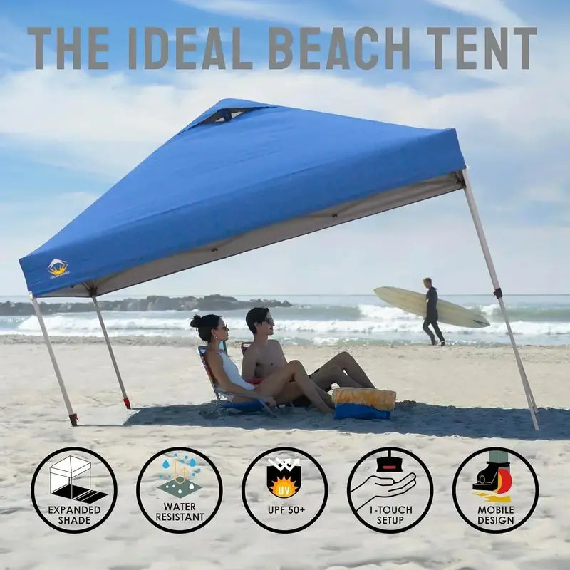 10¡Á10 One-Click Pop-Up Awning ¨C Silver-Coated Sunshade Canopy for Beach. Picnic & Outdoor Events