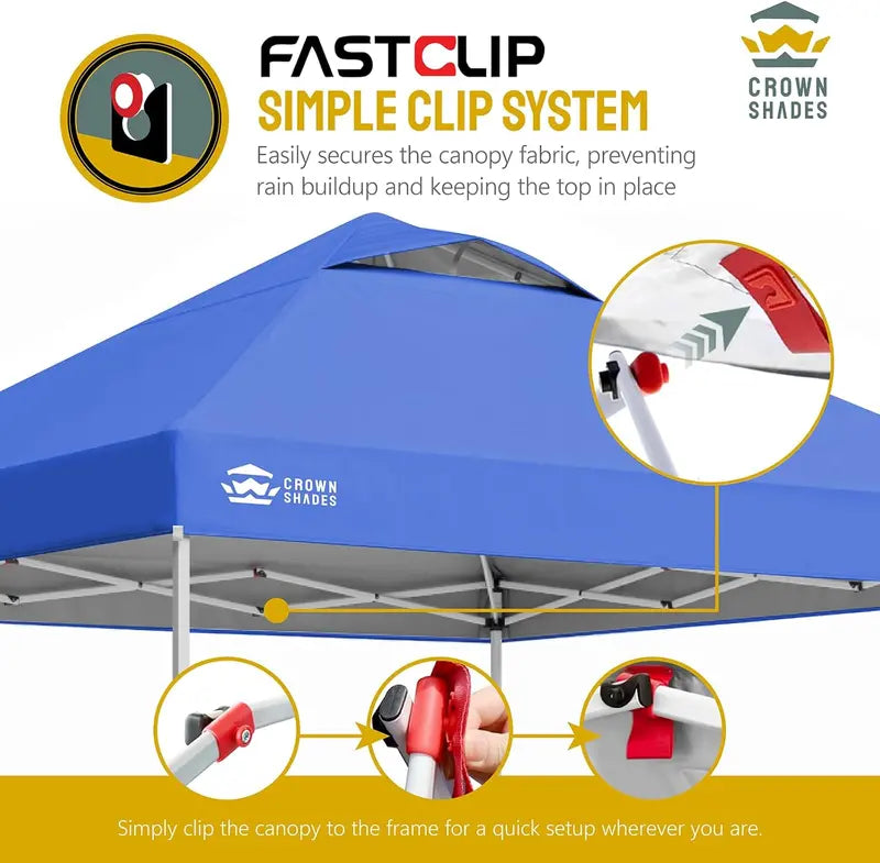 10¡Á10 One-Touch Pop-Up Awning ¨C Beach Sunshade Tent with Silver-Coated Canopy. 3 Height Adjustments & 4 Sand Pockets