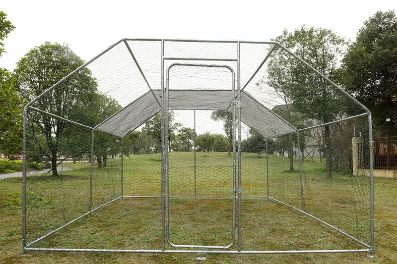 10-x10′ Outdoor Heavy Duty Chicken Coops Walk in Metal Chicken Cages Large Pets Raise Crate Protector Poultry Rabbit House with Waterproof Cover Backyard