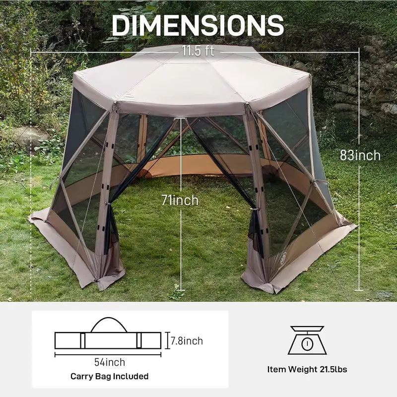 11.5¡Á9.8 ft Instant Screened Gazebo ¨C Pop-Up Bug-Free Outdoor Canopy for Camping & Gatherings