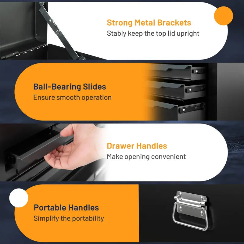 11-Drawer Heavy-Duty Rolling Tool Cabinet ¨C Central Keyed Lock System &amp; Integrated Hanging Storage