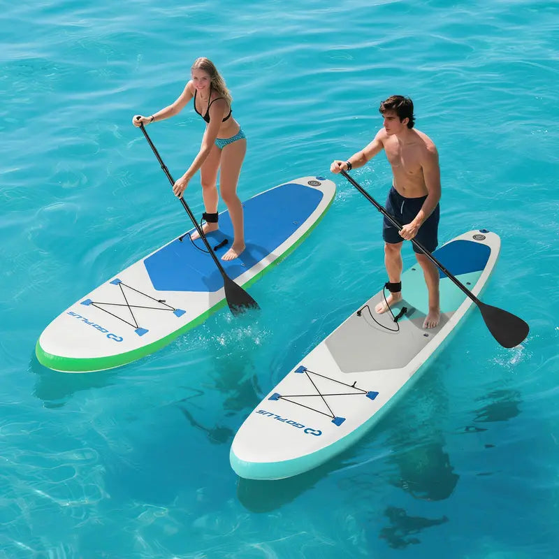 11-Foot All-in-One Inflatable Stand-Up Paddle Board ¨C Features Waterproof Phone Pouch
