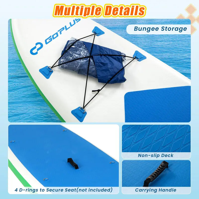 11-Foot All-in-One Inflatable Stand-Up Paddle Board ¨C Features Waterproof Phone Pouch
