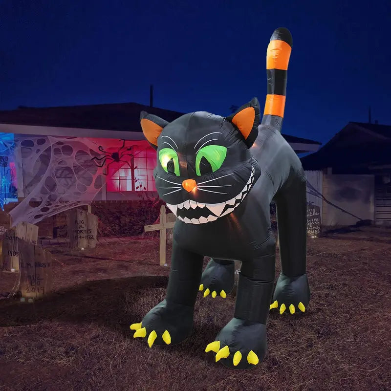 11-Foot Animated Halloween Inflatable Black Cat ¨C Outdoor Decor with Motion Effects