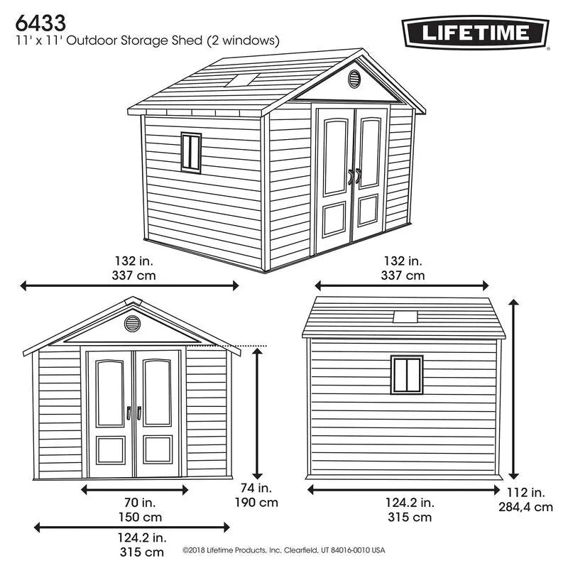 11-Foot Square Heavy-Duty Plastic Storage Shed