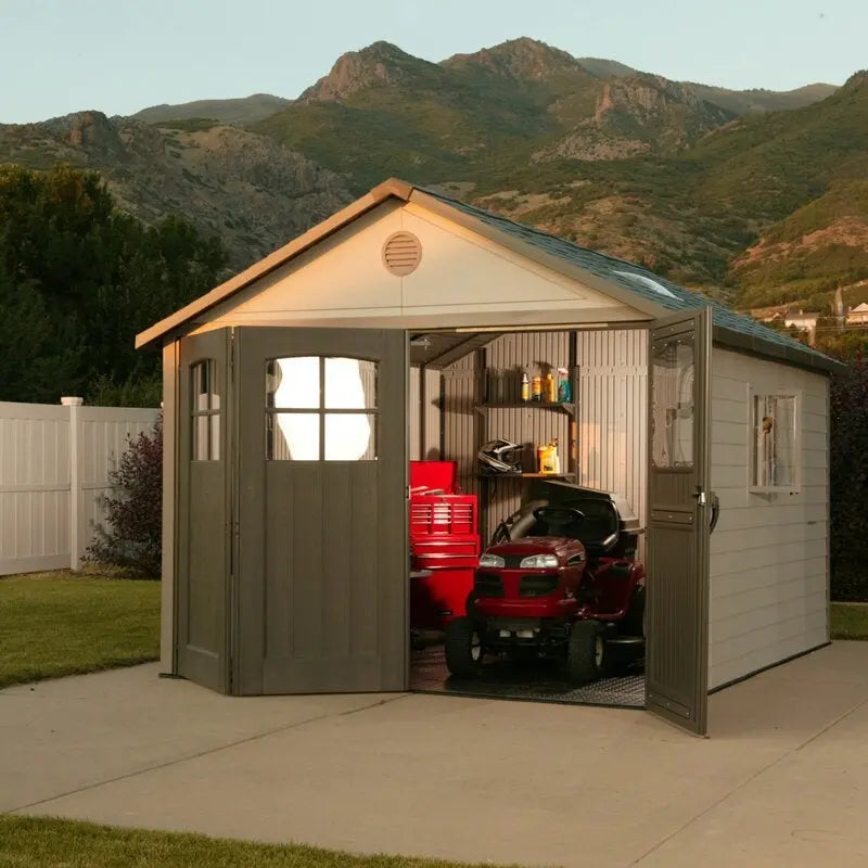 11 ft. W ¡Á 11 ft. D Spacious Plastic Storage Shed ¨C Durable Resin Construction. Ventilated Design