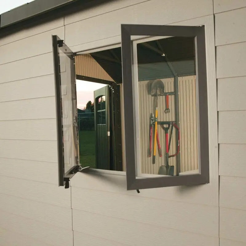 11 ft. W ¡Á 11 ft. D Spacious Plastic Storage Shed ¨C Durable Resin Construction. Ventilated Design