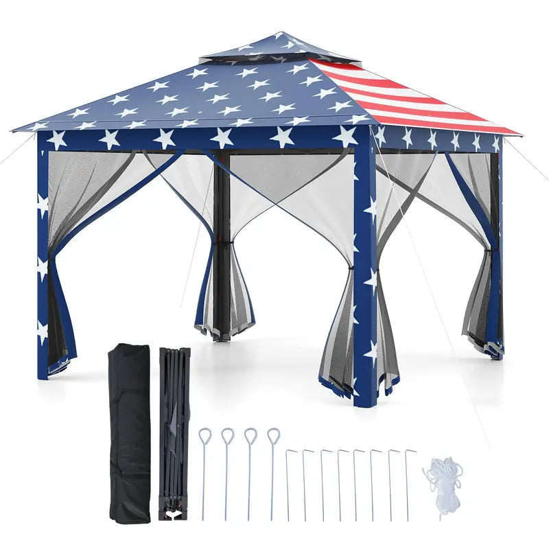 11¡ä x 11¡ä Pop-Up Gazebo with Mesh Sidewalls ¨C Vented Canopy. Drainage Holes