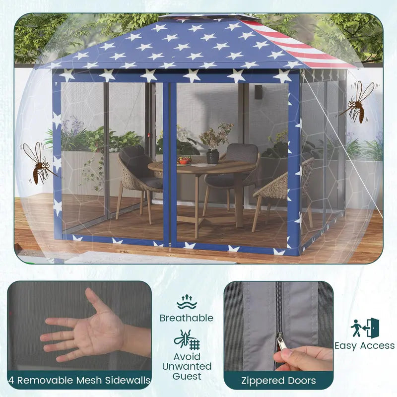 11¡ä x 11¡ä Pop-Up Gazebo with Mesh Sidewalls ¨C Vented Canopy. Drainage Holes
