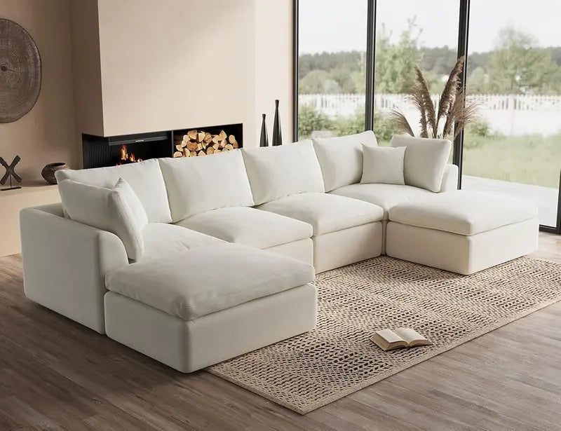 110-Inch Cloud Sectional Sofa ¨C Modular L-Shape Living Room Seating with Deep Seats