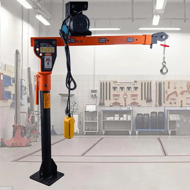 1100lb Capacity Folding Electric Hoist Crane ¨C 110V Industrial Lifting Solution for Warehouses & Sites