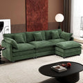 111.4-Inch L-Shaped Modular Cloud Sofa ¨C Chenille 4-Seater with Ottoman & Deep Seat Design