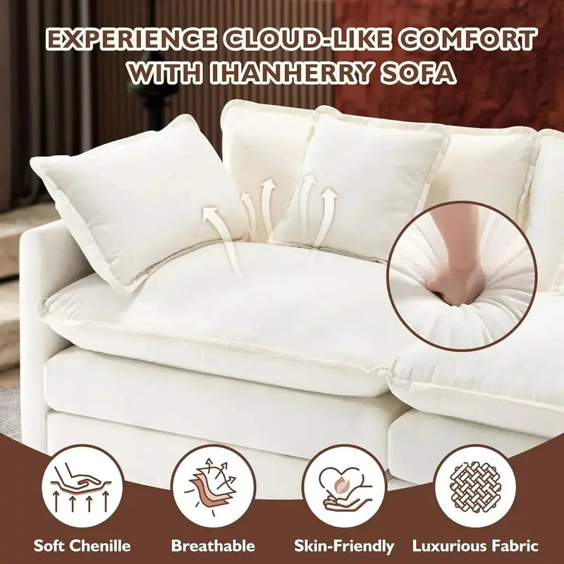 111.4-Inch L-Shaped Modular Cloud Sofa ¨C Chenille 4-Seater with Ottoman & Deep Seat Design