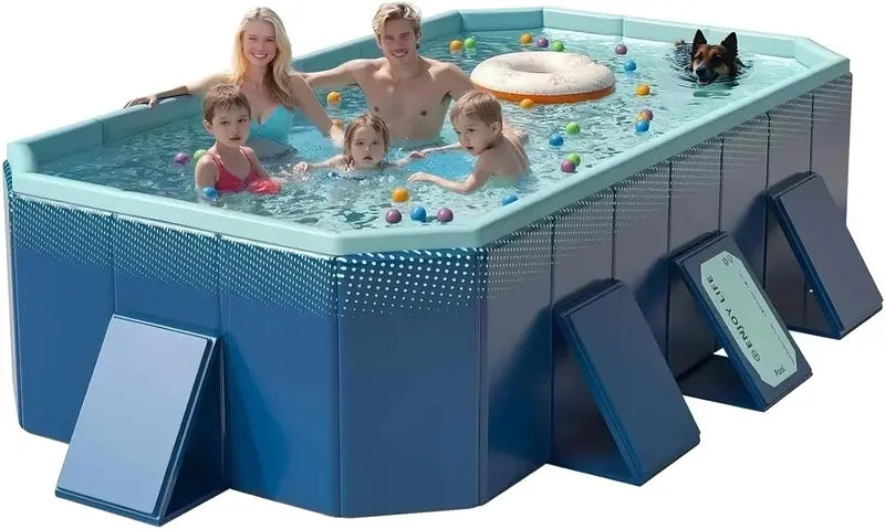 114¡å Portable Foldable Above-Ground Family Swimming Pool ¨C Durable PVC Backyard Pool