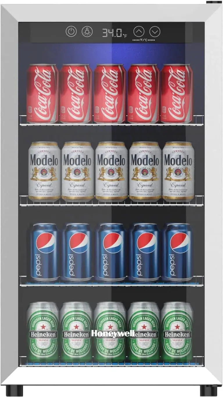 115-Can Beverage Refrigerator ¨C Glass-Door Mini Fridge with Adjustable Shelving for Bar or Office