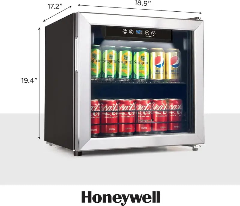 115-Can Beverage Refrigerator ¨C Glass-Door Mini Fridge with Adjustable Shelving for Bar or Office