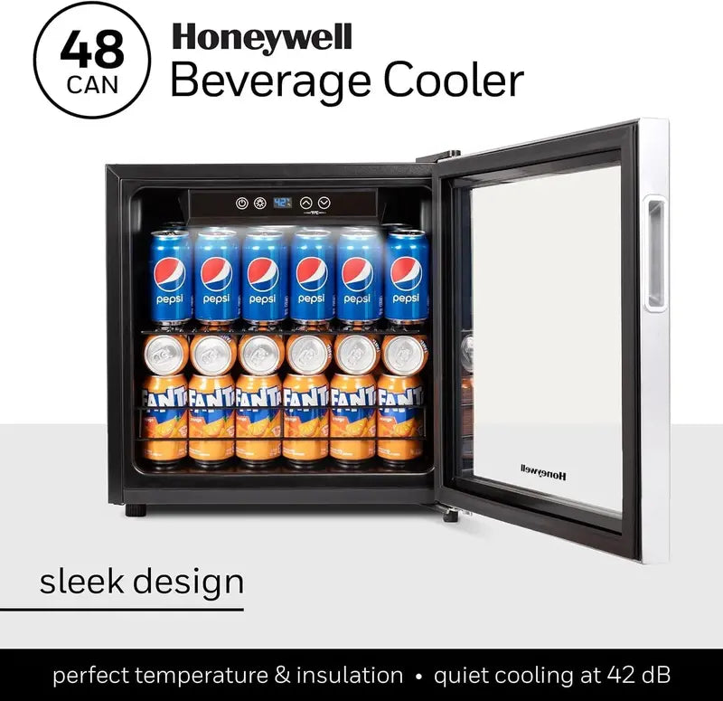 115-Can Beverage Refrigerator ¨C Glass-Door Mini Fridge with Adjustable Shelving for Bar or Office