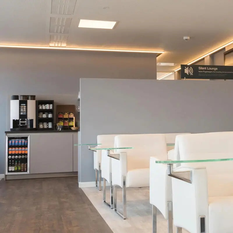 115-Can Beverage Refrigerator ¨C Glass-Door Mini Fridge with Adjustable Shelving for Bar or Office