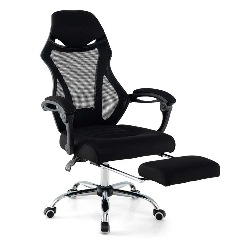 Mesh Office Chair Ergonomic Desk Chair with Footrest and Tilting Backrest. High Back Recliner Swivel Task Chair for Home Office