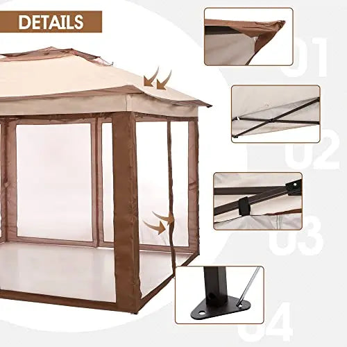 11×11-Foot Instant Pop-Up Gazebo Canopy with Mosquito Netting and 121 Sq Ft Shade Area