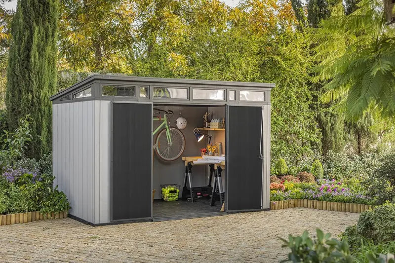 11×7 Modern Resin Outdoor Storage Shed ¨C Weatherproof Patio &amp; Garden Organizer