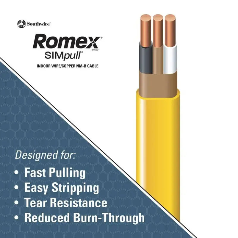 12/2 AWG Solid Copper NM-B Romex Wire ¨C 250-Foot SIMpull Roll with Ground