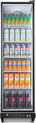 12.5 Cu. Ft. Commercial Glass-Door Beverage Refrigerator ¨C Upright Display Cooler with Soft LED Lighting for Bars. Caf¨¦s & Retail Spaces