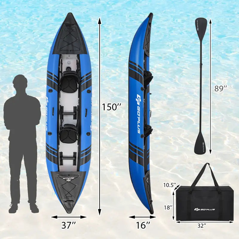 12.5-Foot Inflatable Tandem Kayak for One or Two Riders ¨C 507-Pound Weight Capacity with Full Accessory Kit & Portable Carry Bag