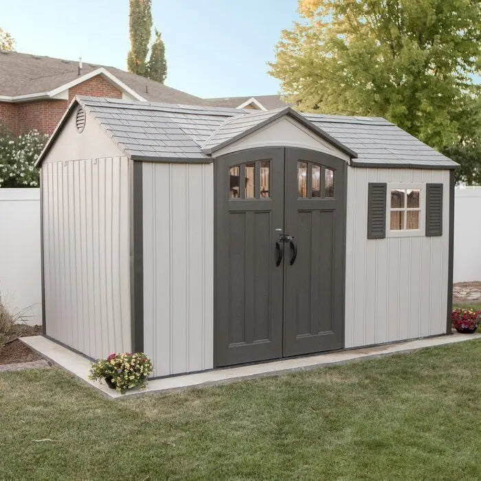 12.5 ft. Wide x 8 ft. Deep Plastic Storage Shed ¨C Maintenance-Free Resin Shed with Reinforced Floor and Ventilation