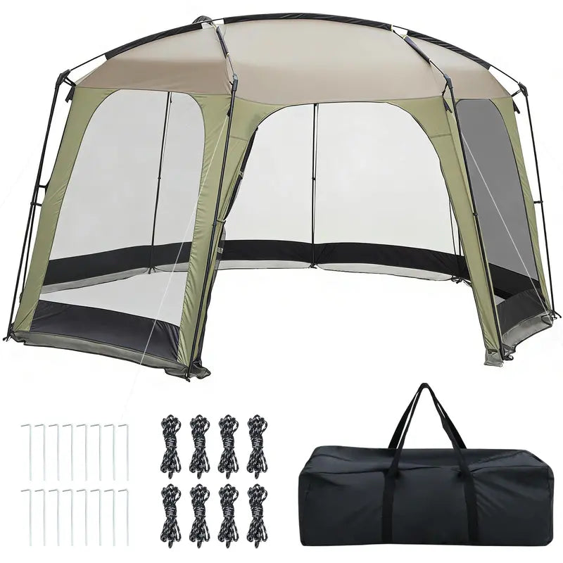 12.5′ x 11.7′ Mesh Screen Tent ¨C Zippered Entry. Ventilated Design. Includes Carry Bag