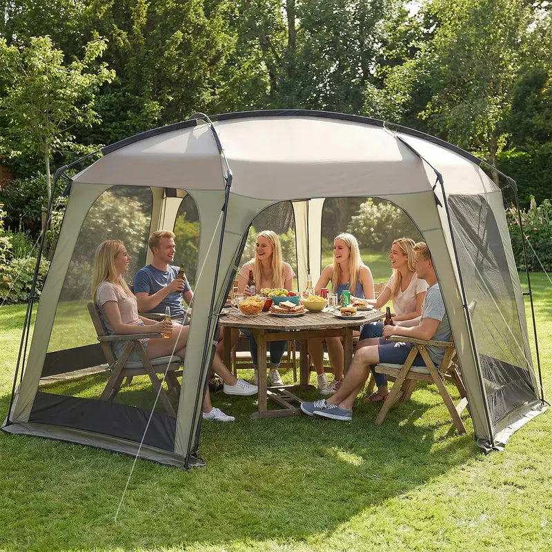 12.5′ x 11.7′ Mesh Screen Tent ¨C Zippered Entry. Ventilated Design. Includes Carry Bag
