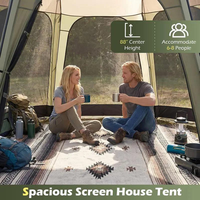 12.5′ x 11.7′ Mesh Screen Tent ¨C Zippered Entry. Ventilated Design. Includes Carry Bag