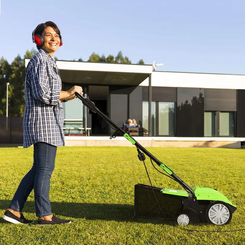 12-Amp 2-in-1 Electric Dethatcher &amp; Weeder with Three-Position Depth Control