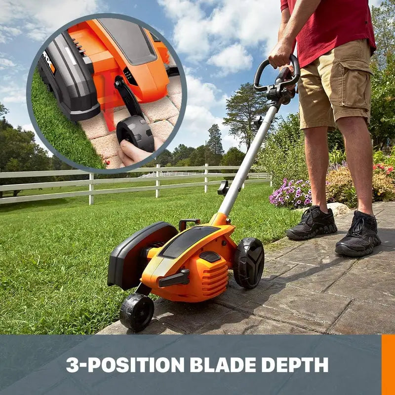 12-Amp 7.5-Inch Electric Lawn Edger & Trencher ¨C Heavy-Duty Yard Tool in Orange and Black