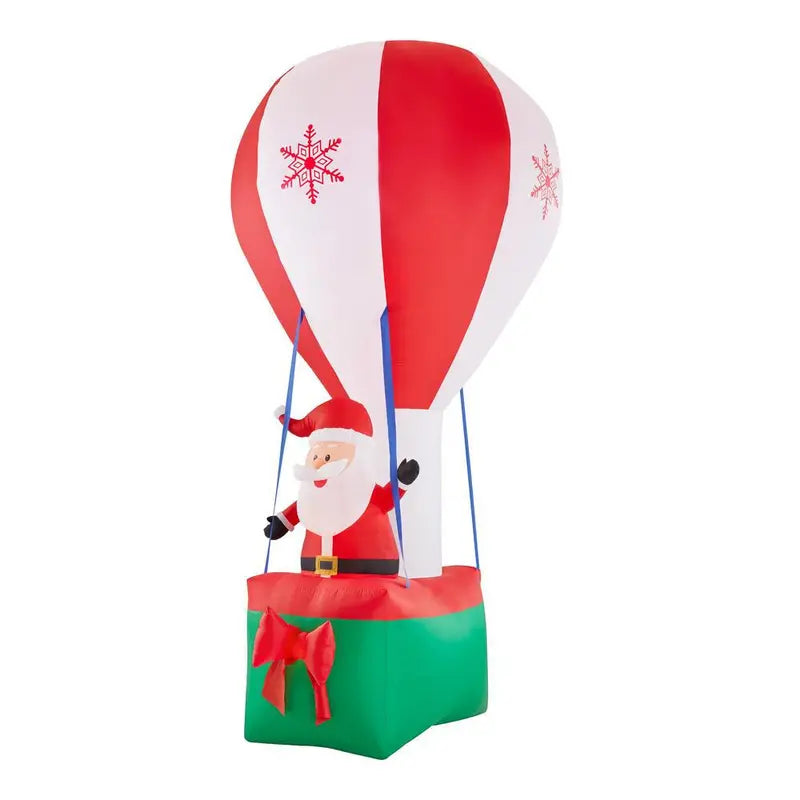 12-Foot Airblown Inflatable Santa in Hot Air Balloon with Animated Northern Sky Light Display