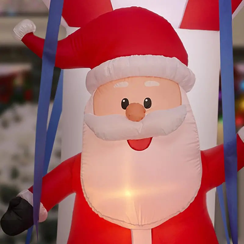 12-Foot Airblown Inflatable Santa in Hot Air Balloon with Animated Northern Sky Light Display
