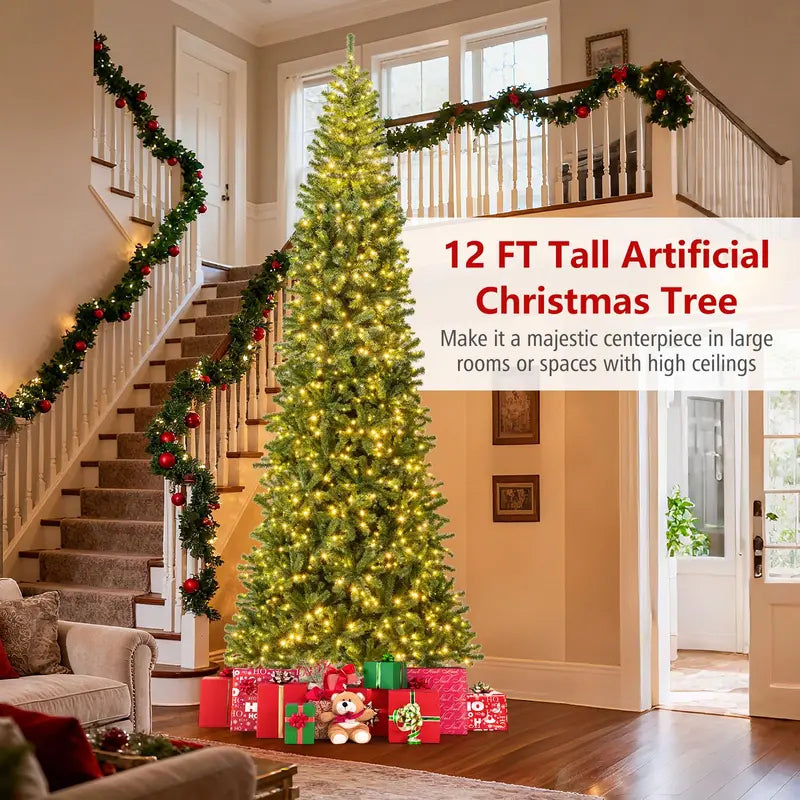 12-Foot Pre-Lit Artificial Christmas Tree ¨C Fast-Connect Power System for Easy Setup