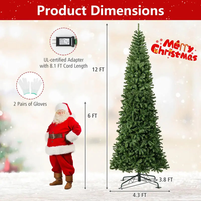 12-Foot Pre-Lit Artificial Christmas Tree ¨C Fast-Connect Power System for Easy Setup