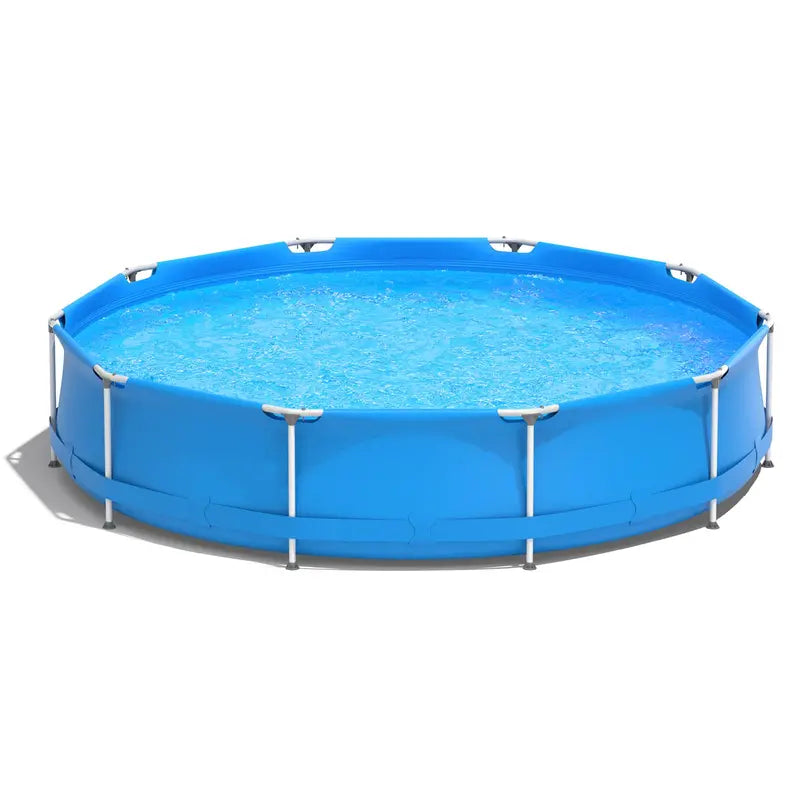 12-Foot Round Steel Frame Swimming Pool ¨C Above-Ground Backyard Pool (30¡å Depth)