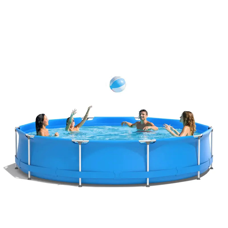 12-Foot Round Steel Frame Swimming Pool ¨C Above-Ground Backyard Pool (30¡å Depth)